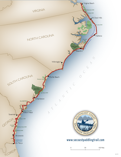 southeast coast saltwater paddling trail map